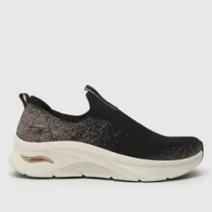 Image of SKECHERS dlux glimmer dust trainers in Black & gold