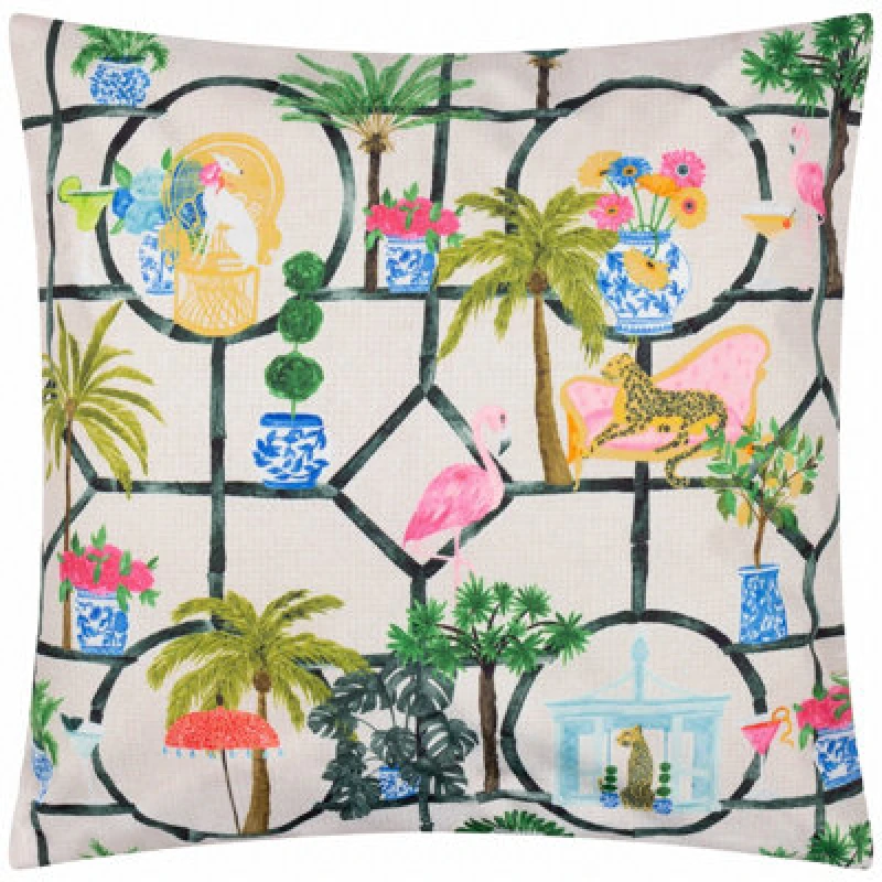 Image of Furn Furn Palm Royale Club Printed Outdoor Cushion Size: 45cm x 45cm Multi 45cm x 45cm Unisex 5025532850669