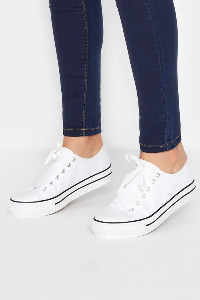 Image of Long Tall Sally Platform Canvas Trainers White