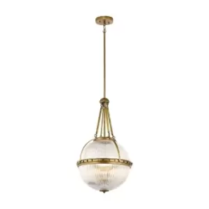Image of 3 Bulb Ceiling Pendant Light Fitting Natural Brass LED E14 60W Bulb