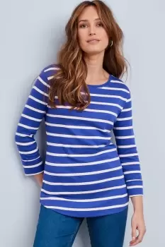 Image of Wrinkle Free ¾ Sleeve Scoop Neck Stripe Jersey Top