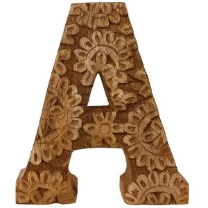 Image of Letter A Hand Carved Wooden Flower