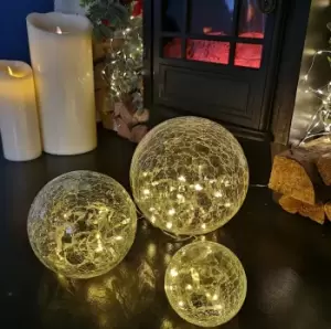 Image of Set of 3 Indoor Glass Oval Balls Christmas Lights Decoration with 60 LEDs in Warm White