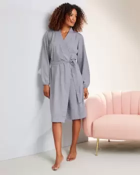 Image of Cotton Traders Womens Lace Trim Dressing Gown in Grey