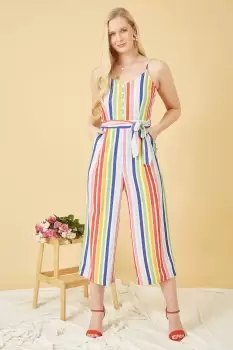 Image of Multicoloured Rainbow Stripe Jumpsuit