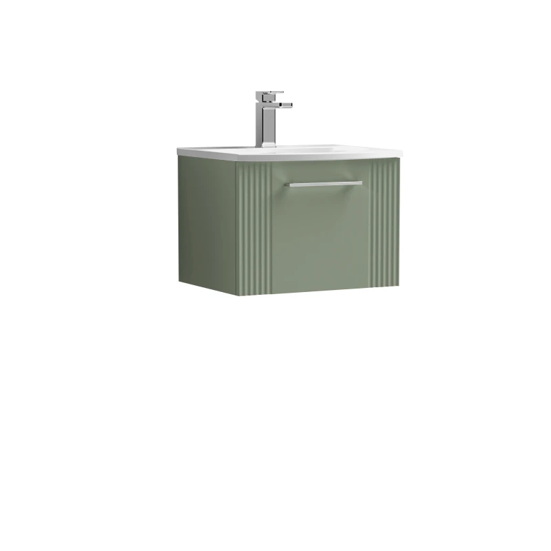 Image of Balterley 1 Drawer Wall Hung Vanity Unit with Curved Basin Green 500mm Green