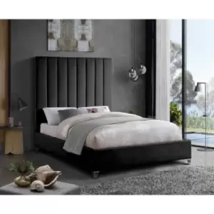Image of Alexo Bed Small Double Plush Velvet Black