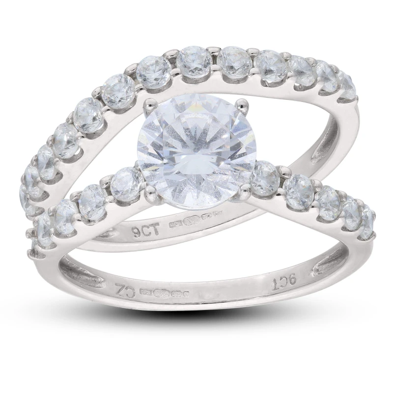 Image of Be You 9CT White Gold CZ Bridal Set Silver unisex L