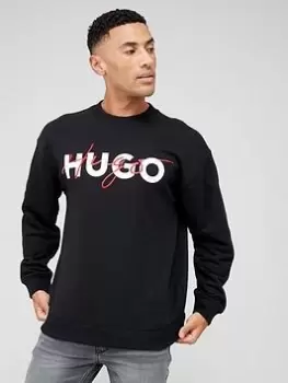 Image of HUGO Droyko Relaxed Fit Sweatshirt - Black, Size 2XL, Men
