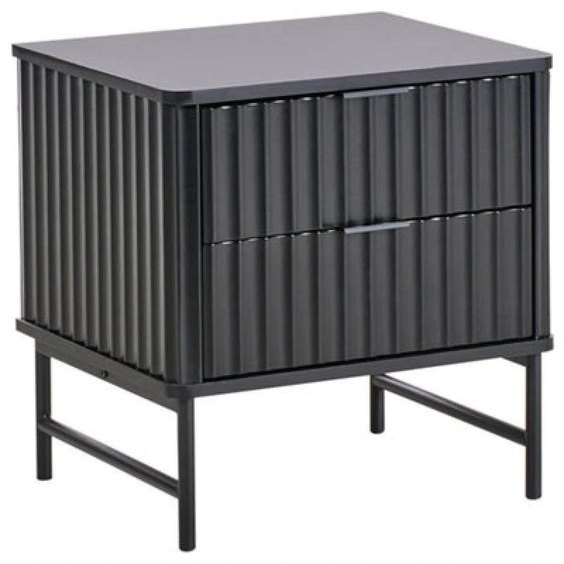 Image of Beliani 2 Drawer Bedside Table Glastonbury Black