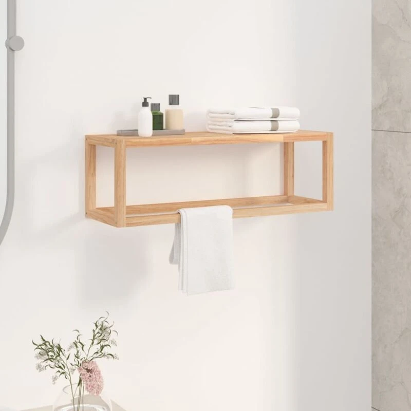 Image of vidaXL Towel Rack 60X20X20cm Solid Wood Walnut, Brown 350373