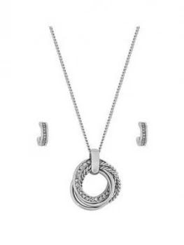 Image of Jon Richard Jon Richard Bliss Silver Plated Crystal Russian Rings Necklace And Errings Jewlelery Set