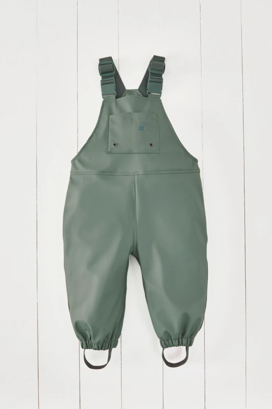 Image of Grass & Air Kids Rainster Dungaree in Khaki Size: 3-4 Years Khaki Unisex 3-4 Years