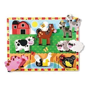 Image of Melissa and Doug Wooden Chunky Puzzle Farm Animals