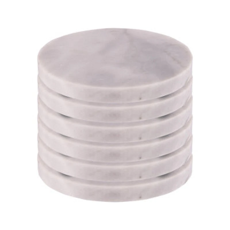 Image of Argon Tableware Marble Round Coasters - 10Cm - White - Pack Of 6