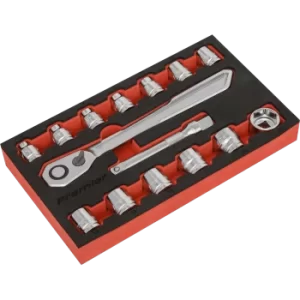 Image of Sealey 15 Piece 1/2" Drive Low Profile Socket Set 1/2"
