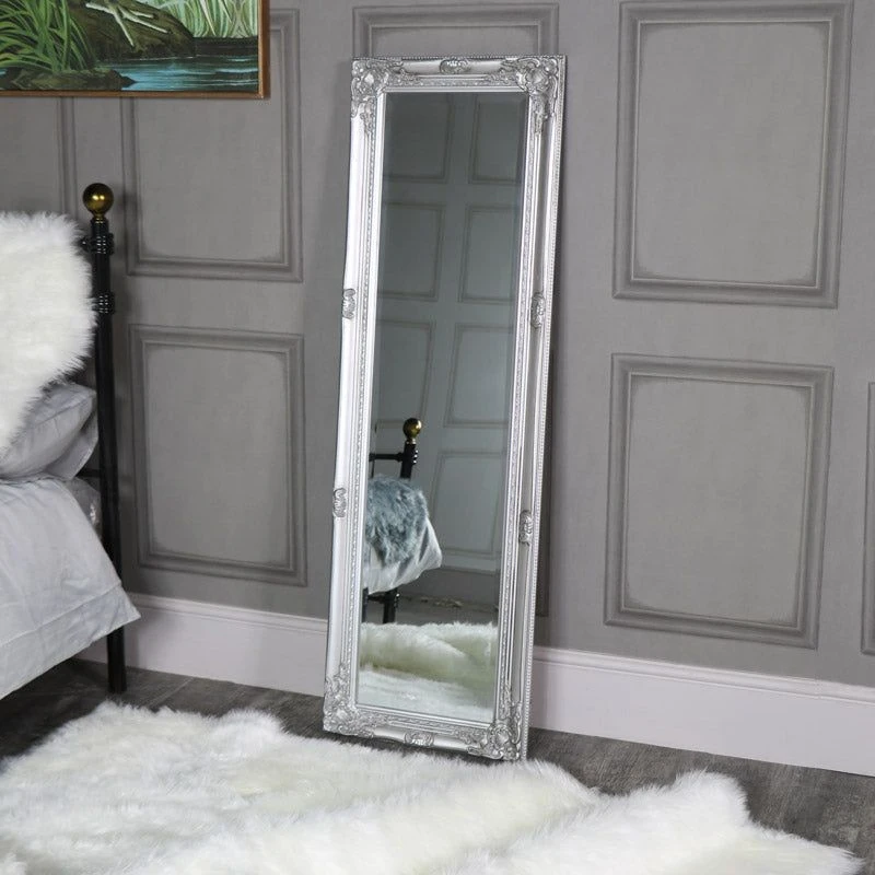 Image of Melody Maison Tall Silver Wall / Leaner Mirror Metallic Silver