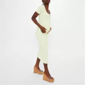 Image of Missguided Rib Popper Front Maternity Midi Dress - Green