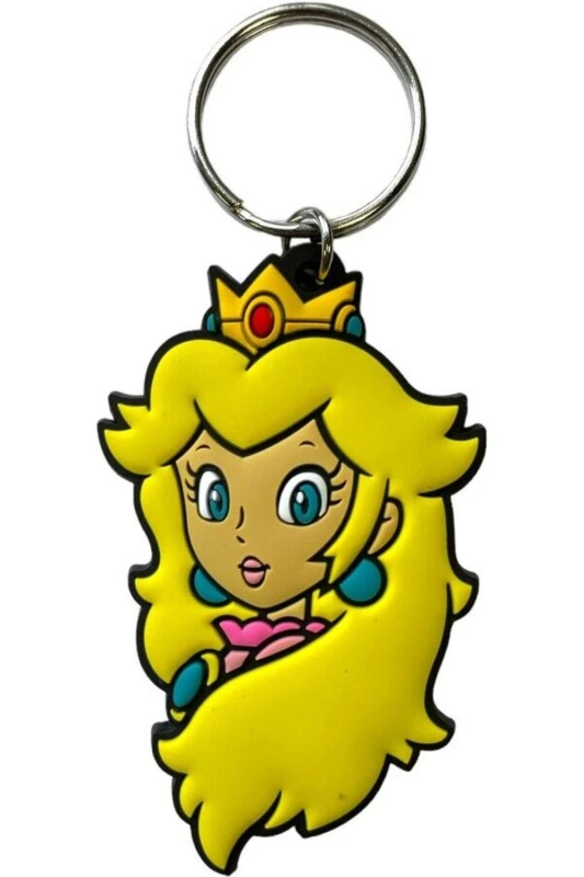 Image of Super Mario PVC Princess Peach Keyring in Yellow Yellow Unisex One Size