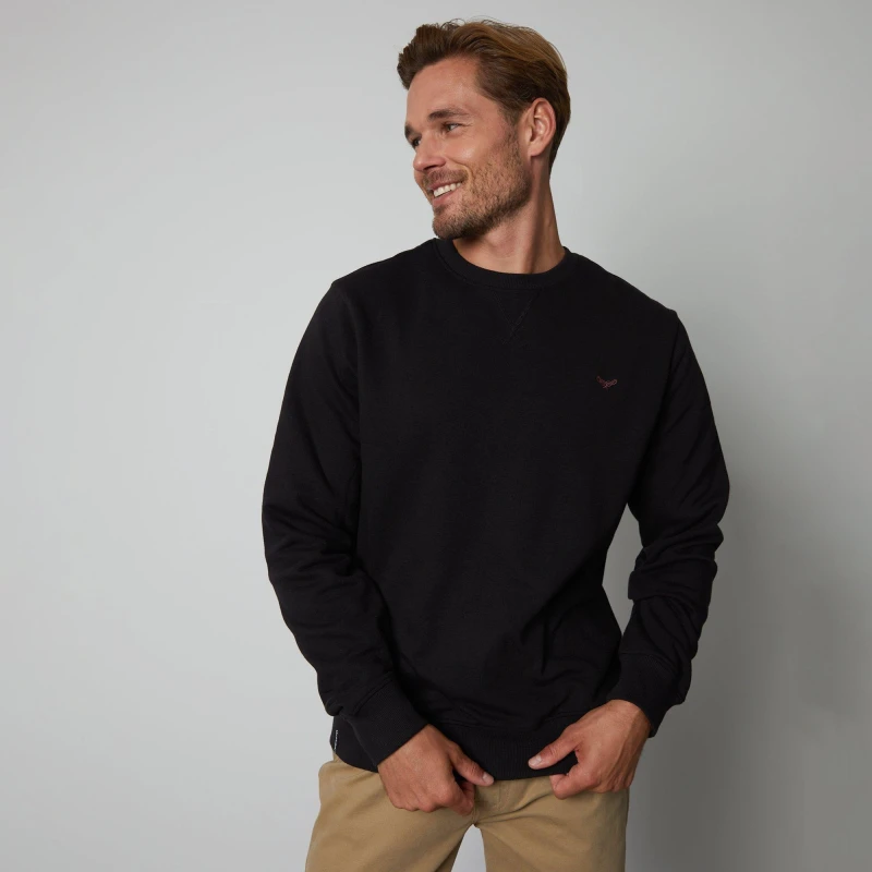Image of Threadbare Threadbare Men Cotton Blend 'Satsuma' Crew Neck Sweatshirt in Black Size: Medium Black M Male 7625914885937