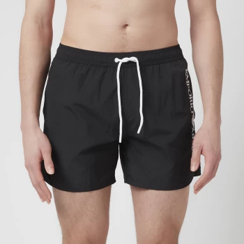 Image of Emporio Armani Mens Embroidered Logo Swim Shorts - Black - IT 52/XL