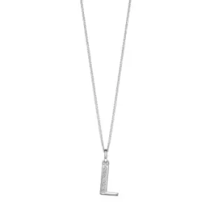 Image of Sterling Silver Art Deco Initial 'L' Pendant with Cubic Zirconia Stone Detail