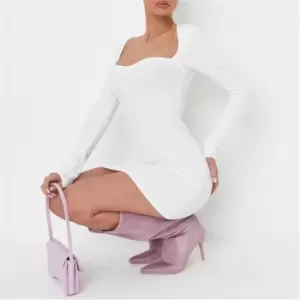 Image of Missguided Tall Crinkle Rib Sweetheart Neck Mini Dress - White