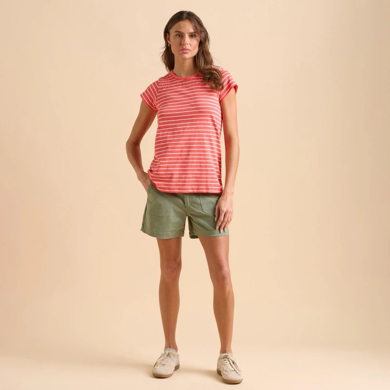 Image of Brakeburn Coral Stripe T-Shirt Coral female 20