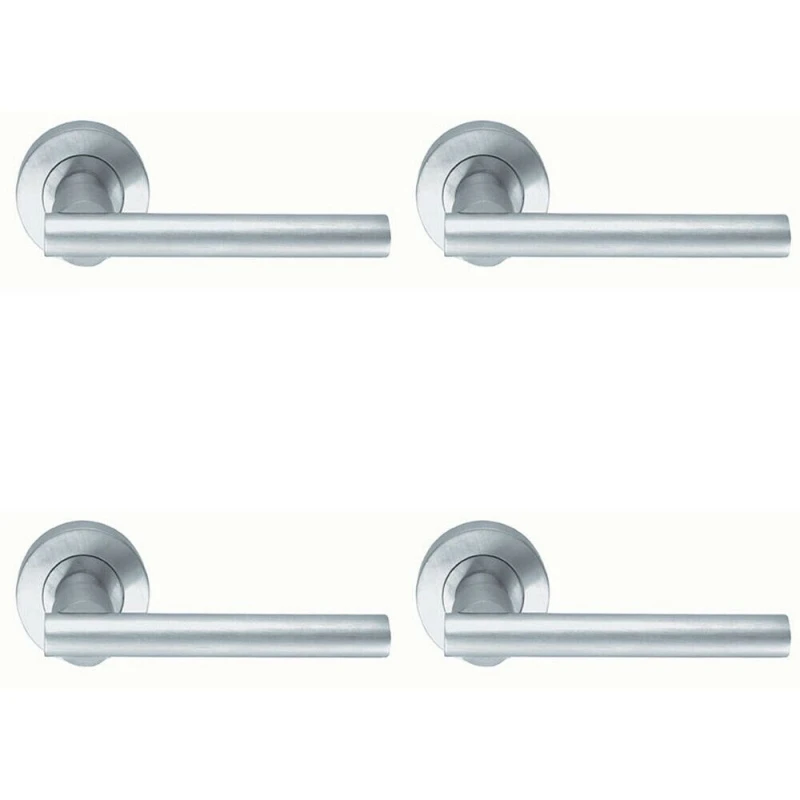 Image of Loops 4x PAIR Round Recessed Bar Handle on Round Rose Concealed Fix Satin Chrome Multi