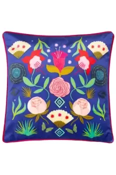 Image of Fiesta Folk Piped Velvet Polyester Filled Cushion