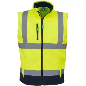 Image of Yoko Mens Hi Vis Softshell Bodywarmer / Workwear (L) (Hi-Vis Yellow/Navy) - Hi-Vis Yellow/Navy