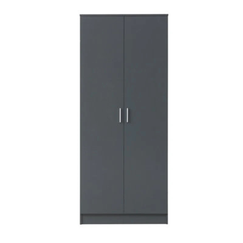 Image of Timber Art Design 2 Door Double Wardrobe In Dark Grey