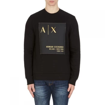Image of Armani Exchange Gold Patch Logo Sweatshirt Black Size M Men