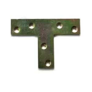Image of Flat t Shape Large Tee Repair Plate Bracket Mending Fixing Corner 70x50x20mm - Pack of 30
