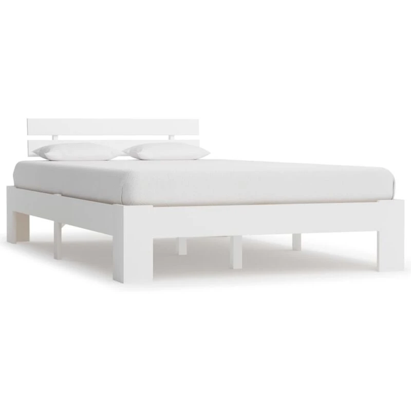 Image of vidaXL Solid Pine Wood Bed Frame White 120x200cm Double Bed Bedroom Furniture