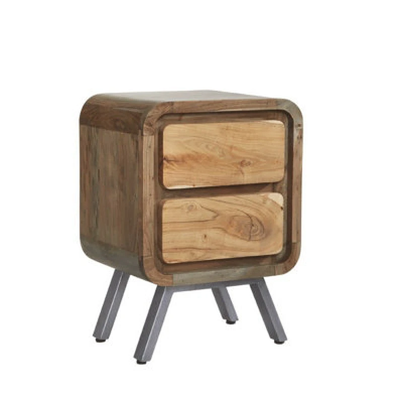 Image of Buttercup Farm Aspen 2 Drawer Lamp Table - Metal/wood - L40 X W45 X H60 Cm