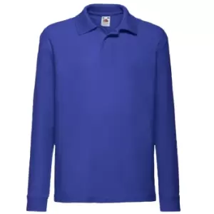 Image of Fruit Of The Loom Childrens Long Sleeve 65/35 Pique Polo / Childrens Polo Shirts (Pack of 2) (3-4) (Royal)