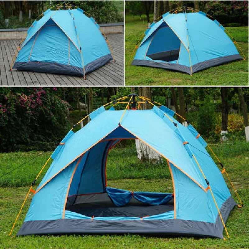 Image of Gr8 Garden Outdoor Automatic Pop Up 3-4 Person Family Camping Tent Blue unisex