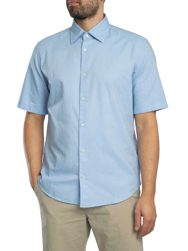 Image of Boss Rash Short Sleeved Shirt Open Blue XL