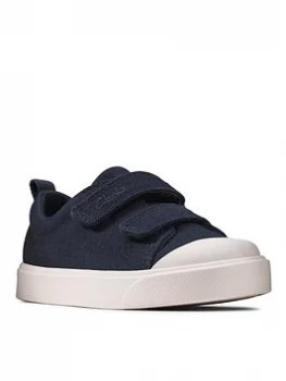 Image of Clarks City Bright Toddler Canvas Plimsoll - Navy, Size 4 Younger