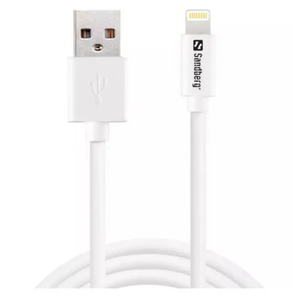 Image of Sandberg Sandberg (Apple Approved) Lightning Cable, 2 Metre - White CABL-LIGHTSB-WHITE-2M