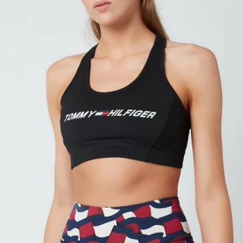 Image of Tommy Sport Womens Mid Intensity Graphic Sports Bra - Black - XS