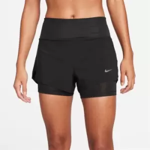 Image of Nike Dri-FIT Swift Womens Mid-Rise 3 2-in-1 Shorts - Black