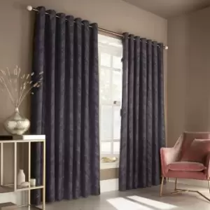 Image of Himalaya Jacquard Eyelet Curtains 90' x 54' Navy - Navy - Furn.