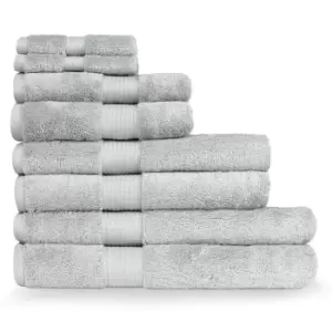 Image of Cleopatra Egyptian Cotton 8 Piece Complete Towel Set Silver