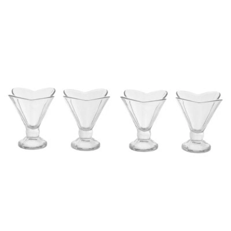 Image of Premier Housewares Elegant Set Of Four Flora Sundae Dishes, Durable Sundae Glasses For Desserts, Versatile Ice Cream Bowls Clear