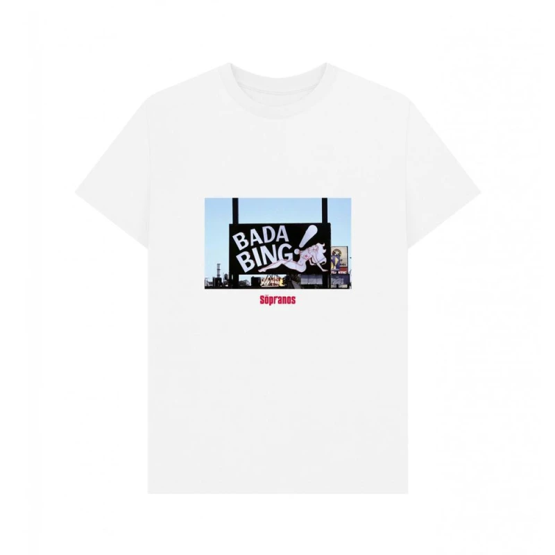 Image of The Sopranos Mens Bada Bing Club T-Shirt in White Size: Small White Male S
