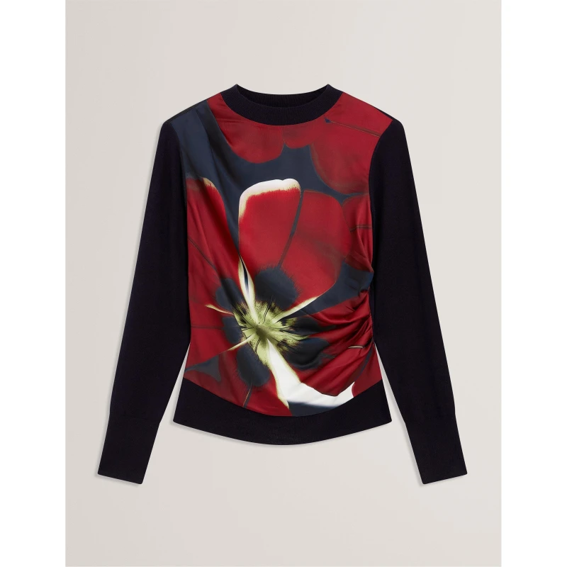 Image of Ted Baker Womens Woven Front Top Navy female 8 (XS)