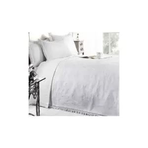 Image of Double Bed Mafalda White Bedspread Portuguese Style Sofa Bed Throw Mix Cotton