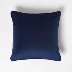 Image of Homescapes - Navy Filled Velvet Cushion with Piped Edge 46 x 46cm - Navy